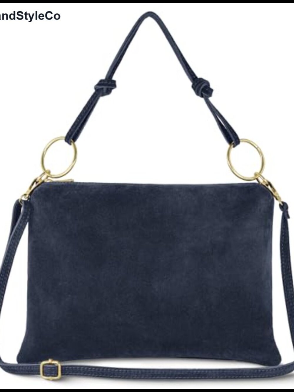 Genuine Suede Shoulder Bag with Zipper Crossbody Strap